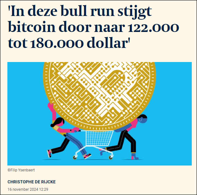 In deze bull run stijgt bitcoin door naar 122.000 tot 180.000 dollar - De Tijd