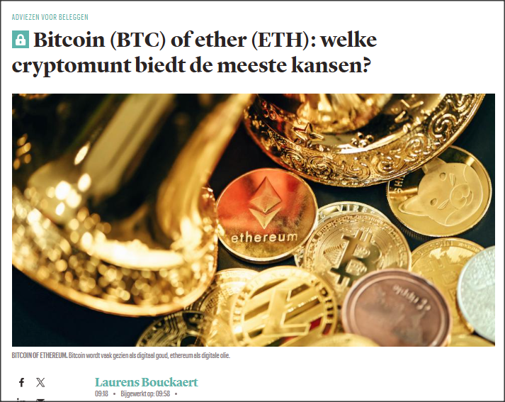 Bitcoin (BTC) of ether (ETH): welke cryptomunt biedt de meeste kansen?